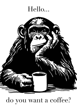 Chimpanzee with Coffee Offer