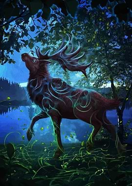 Mystical Deer in Forest