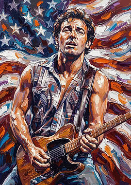 Bruce Springsteen American Flag Painting