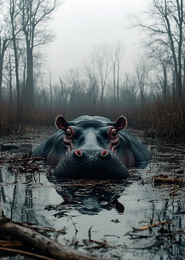 Hippo in Swamp