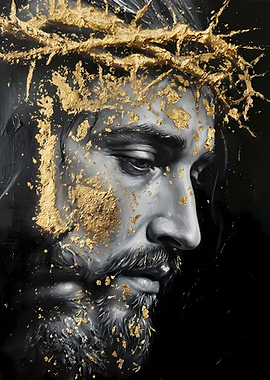 Jesus Christ Portrait with Golden Crown