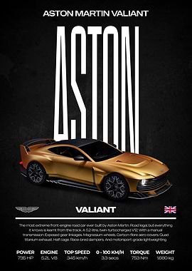 Aston Martin Valiant Car Poster