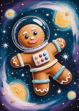 Gingerbread Astronaut in Space Painting