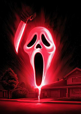 Scream Ghostface Red Horror Art