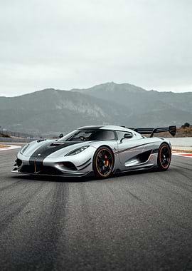 Silver Koenigsegg Jesko on Racetrack
