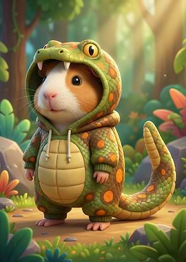 Guinea Pig in Crocodile Costume