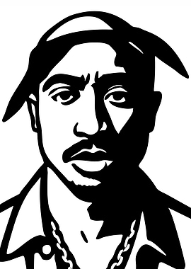 Tupac Shakur Black and White Portrait