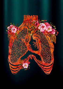 Floral Lungs Anatomy Art