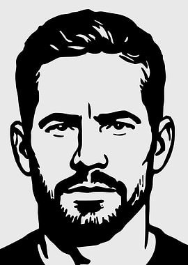 Paul Walker Portrait Black and White