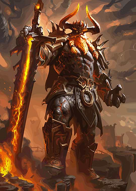 Fiery Warrior with Sword