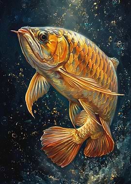 Golden Arowana Fish Painting