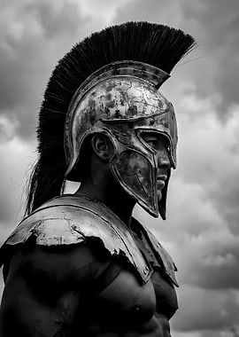 Spartan Warrior in Black and White