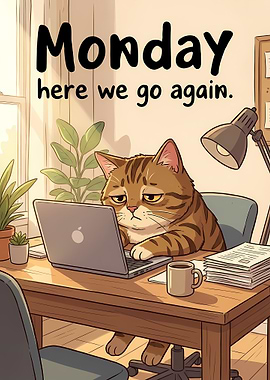 Monday Cat Working on Laptop