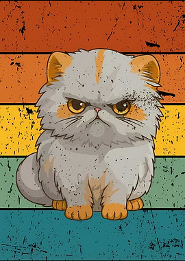 Grumpy Cat Retro Cartoon Illustration