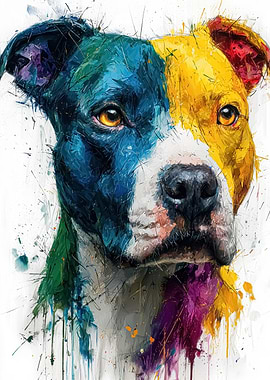 Colorful Pitbull Portrait