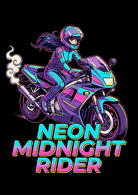 Neon Midnight Rider Anime Motorcycle