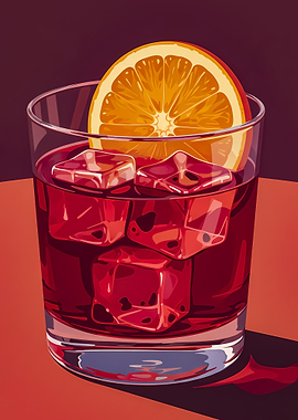 Negroni Cocktail Illustration