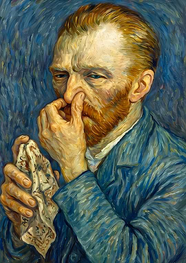 Man with Handkerchief, Oil Painting