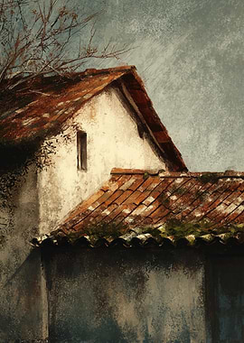 Rustic House with Red Tile Roof