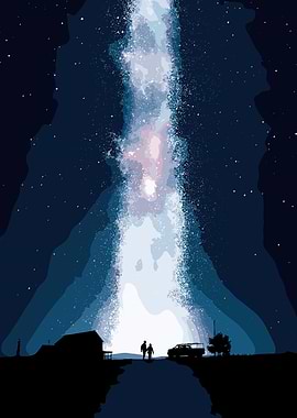 Night Sky with Milky Way and Figures