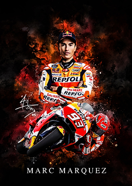 Marc Marquez Portrait with Motorcycle