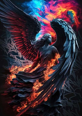 Fiery Angel with Dark Wings