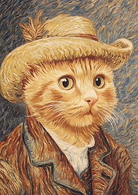 Cat Portrait in Van Gogh Style
