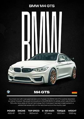BMW M4 GTS Car Poster