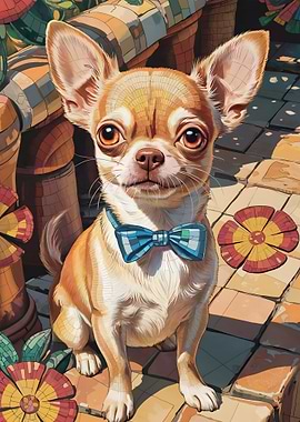 Chihuahua with Bow Tie Illustration