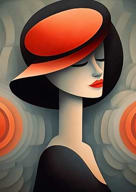 Elegant Woman with Hat Digital Art