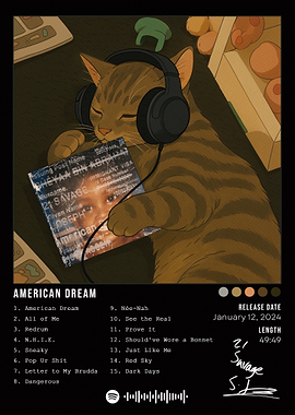 Cat Listening to 21 Savage Album