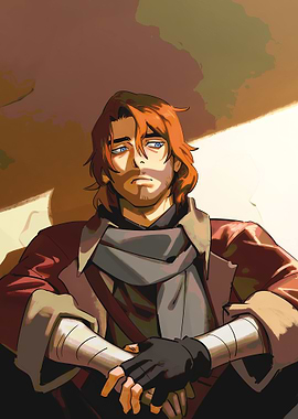 Pensive Man with Scarf Illustration