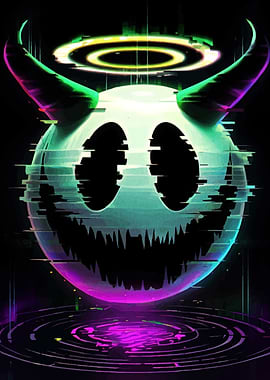 Devilish Smiley with Halo Digital Art
