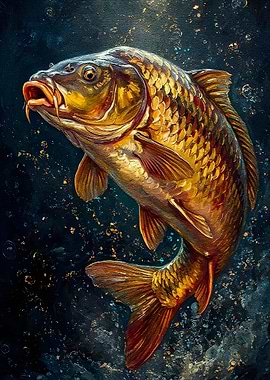 Golden Carp Fish Painting