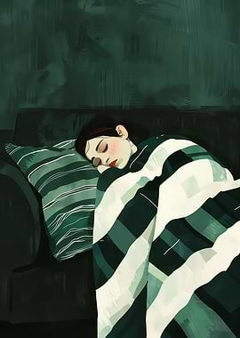 Woman Sleeping on Couch with Blanket