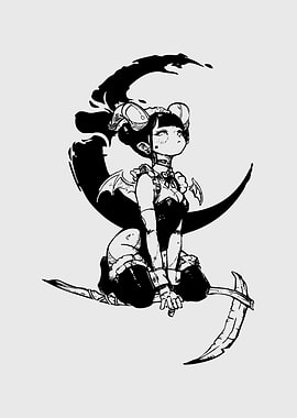 Demon Girl on Crescent Moon Scythe