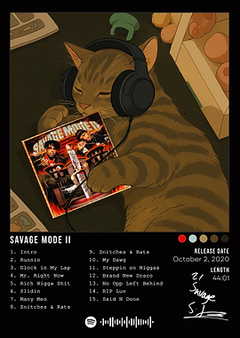 Cat listening to Savage Mode II