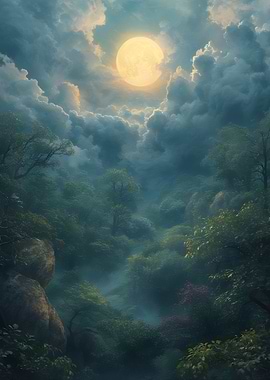 Moonlit Forest Landscape