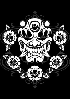 Hannya Mask with Floral Ornament