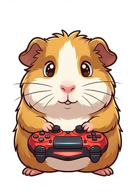 Cartoon Guinea Pig Gamer