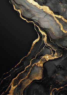 Black and Gold Abstract Art
