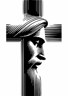 Jesus Christ Cross Black and White