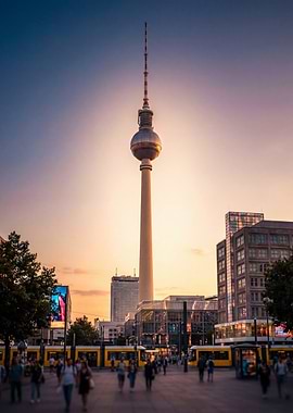 Berlin TV Tower at Sunset