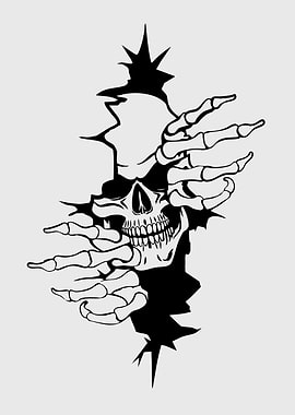 Skull Breaking Through Wall