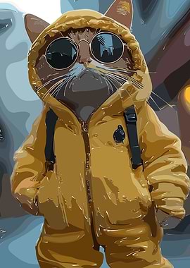 Cool Cat in Hoodie and Shades