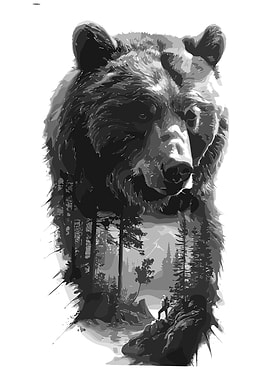 Bear and Forest Double Exposure Art