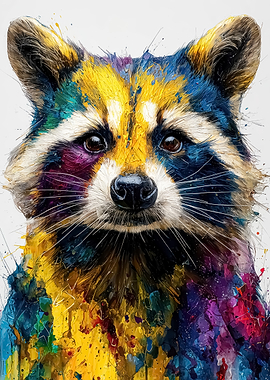 Colorful Raccoon Portrait