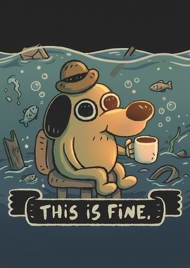 'This is Fine' Dog Underwater