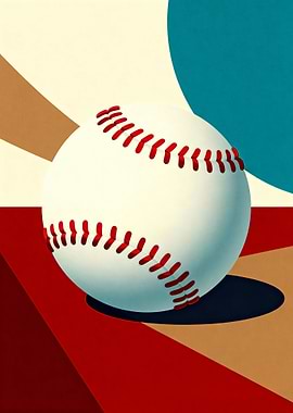 Baseball Art with Geometric Background