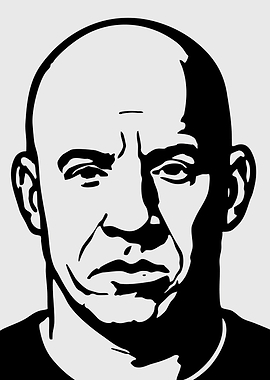 Vin Diesel Portrait Black and White